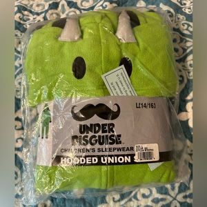 Green hooded union onesie/ sleepwear